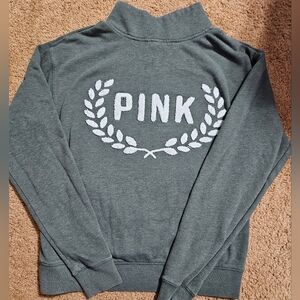 PINK Victoria's Secret Vintage Fuzzy Logo Half Zip Sweatshirt Oversized